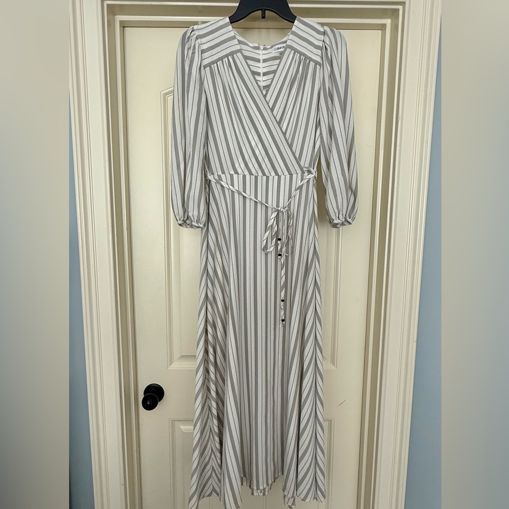 Calvin Klein Gray and White Dress